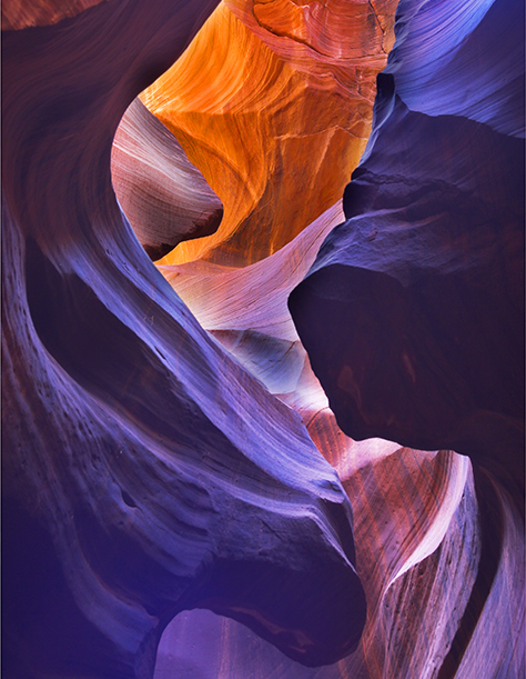 Light and color through a slot canyon